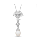 Enchanted Disney  1/10 CTTW Diamond and Pearl Ariel 925 Silver Pendant N... - $3,309.36 MXN