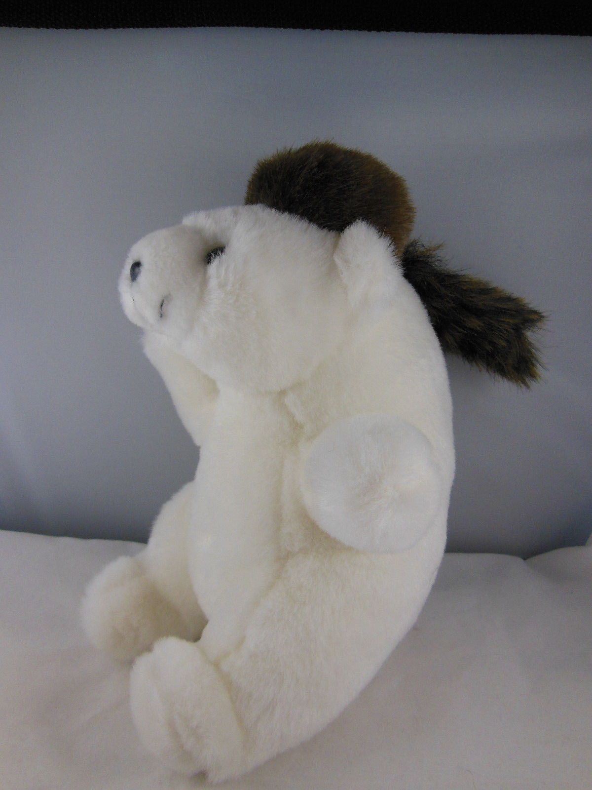 Steven Smith 8" White polar Teddy bear with a Faux Raccoon Cap for Cruise West - $9.94