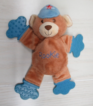 Bright Starts plush Rookie Baseball Teddy bear rattle teether blue brown... - $4.94