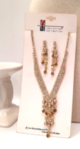 Christina Collection - Glitter Rhinestone &amp; Pearl Set Necklace Earrings ... - £14.55 GBP