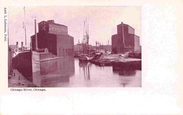 Rock Island Grain Elevator Chicago River Ships Chicago llinois 1905c postcard - £7.74 GBP