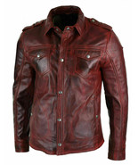 Men&#39;s Leather Shirt Western Trucker Cowboy Real Leather Summer Jacket Bu... - £70.77 GBP