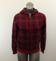 Aeropostale Hoodie Women&#39;s XS Red Plaid Long sleeve Full Zip Hooded Jacket - $15.83