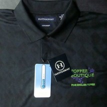 Hathaway Coolmax Nwt L Toffee Boutique Short Sleeve Black Geometric Golf Shirt - £16.92 GBP