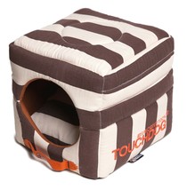 Polo-Striped Collapsible Reversible Squared 2-in-1 Pet Dog House Bed Beds - £50.95 GBP