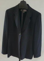 Ellen Tracy Linda Allard Black Acetate 1 Button Blazer Jacket Size 14 - £17.12 GBP