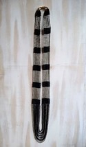23&quot; Long Beaded Layered Necklace Black and Silver Beading. Striped - £9.24 GBP