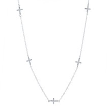 S925 Sterling Silver Cross Necklace Korean INS Choker Clavicle Necklaces For Bir - £14.53 GBP
