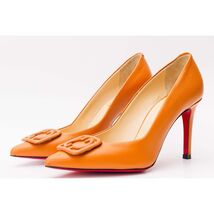 The Maneadero Orange Leather Pump Fuchsia Sole Women Shoe image 2