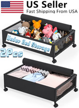 2X Under Bed Storage With Wheels Lid Shoe Rolling Containers Drawers For Clothe - £60.12 GBP