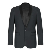 Men Renoir Tuxedo One Button Shawl Satin Lapel Formal Slim Fit 201-1 Black image 2