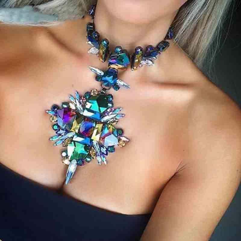 Geometric Fashion Crystal Choker Necklace - $20.00