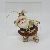 Vintage Dancing Santa Glitter Plastic Ornament  Pipe Cleaner Blow Mold 50s 60a - £15.76 GBP