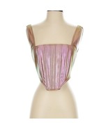 Nicholas PIA Square Neckline Sleeveless Crop Top Metallic Rose Size 2 Ne... - $99.00