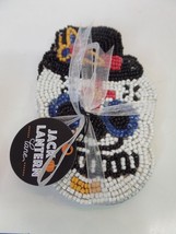 Jack Lantern Delicately Beaded Sugar Skull Day of Dead Coasters Set of 4 New - £14.09 GBP