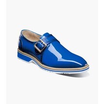 Stacy Adams Bartram Plain Toe Monk Strap Patent Shoes Blue 25724-400 image 13