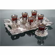 LaModaHome Turkish Arabic Tea Glasses Set, Fancy Vintage Handmade Set for Servin - £57.61 GBP