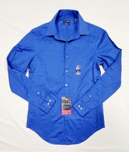 VAN HEUSEN 14.5 /32-33 Small Royal Blue FLEX Slim Fit Stretch Dress Shirt 36&quot; - £17.51 GBP