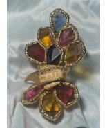 Vtg CAPRI Franch Fleur De Lis Fruit Salad Riviera Open Back Rhinestone B... - €120,71 EUR