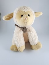 Gund 8&quot; Stuffed Plush Sitting Lullaby Lamb w/Brown Tan Check Pattern Bow *WORKS* - £6.91 GBP