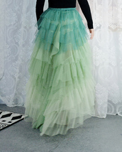 Green High-low Tiered Tulle Skirt Outfit Womens Plus Size Holiday Tulle Skirt image 9