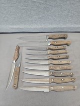 Chicago Cutlery 25E20BG Walnut Handles 3 Bolt Full Tang 12 Knives Set (C3) - £22.94 GBP