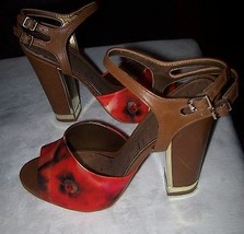 Sam Edelman Odetta Red Hot Saddle Strappy Heels Sandals Floral  Shoes 9.5 - £79.92 GBP