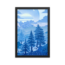 Framed photo paper poster painting in blue colors for interior design 3 - £36.02 GBP+