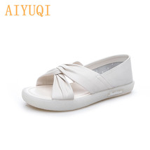 Girls Sandals Genuine Leather Latest Flat Casual Soft Sole Women&#39;s Sandals Large - £60.74 GBP