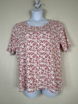 Time And Tru T-shirt Womens Plus Size 3XL Pink Floral Scoop Neck Elbow S... - $13.95