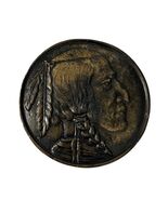 Vintage Native American Chief Belt Buckle Round Brass Tone Western South... - $20.70