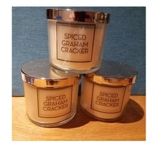 Bath &amp; Body Works Spiced Graham Cracker Scented Jar Candle with Lid x3 - £21.98 GBP