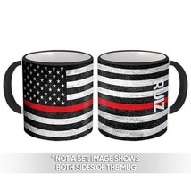 RUIZ Family Name : Gift Mug American Flag Firefighter USA Thin Line Personalized - £12.70 GBP