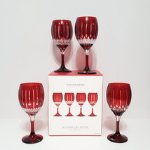 NEW Williams Sonoma Set of 4 RED Wilshire Jewel Cut Mixed Wine Glasses 15 OZ - £183.84 GBP