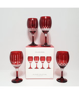 NEW Williams Sonoma Set of 4 RED Wilshire Jewel Cut Mixed Wine Glasses 1... - £181.72 GBP