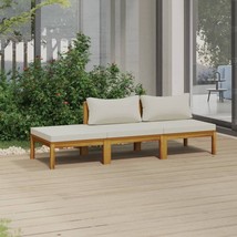  Garden Lounge Set Cream Solid Acacia wood Compact Foldable - $10,776.34 MXN