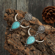 Artificial Turquoise Alloy Cow Head Earrings - $20.95