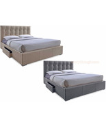 Modern Queen Or King Lt Brown Or Gray Upholstered Bed Frame W/ Storage D... - $749.95+