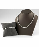 Sterling Silver Round Cubic Zirconia CZ Alternating Tennis Necklace + Br... - $1,352.31 CAD