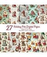 Holiday Pets Digital Paper Bundle – 27 Christmas PNG Patterns (Digital D... - €1,81 EUR