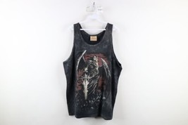 Vtg Y2K Streetwear Mens L Faded Fantasy Grim Reaper Acid Wash Tank Top T-Shirt - £35.16 GBP