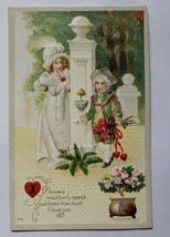 Antique Postcard Embossed Couple with Valentine Divided back unused - $16.74