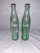 Coca Cola, Coke Bottle, White Lettering 10-oz Lot Of 2 Green Glass Empty - $10.00