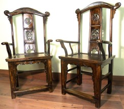 Antique Chinese High Back Arm Chairs (5870) (Pair), Circa 1800-1849 - £784.49 GBP