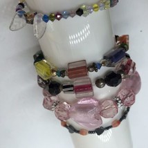 Lot of Artisan Handmade Glass Bead Bracelets colorful Vintage to mod lampwork - £19.40 GBP
