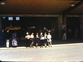 5 Vtg 50s Osaka Japan Street Train School Kids 35mm Slide Red Border Kodachrome - £118.61 GBP