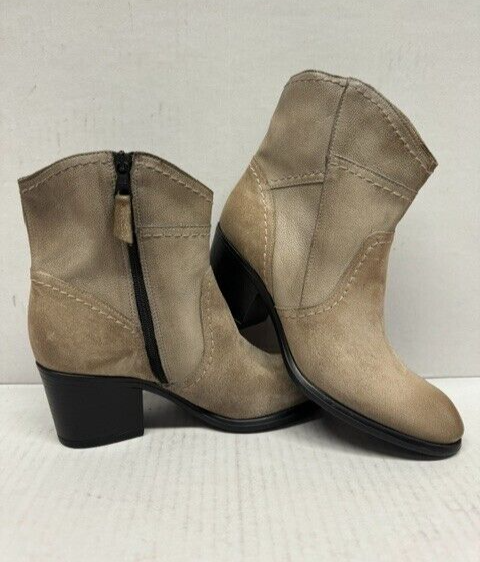 MIZ MOOZ LEATHER / SUEDE SIDE ZIP  BOOT IVORY  37EU / 7US  # C-73 - $94.05