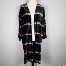 J Jill Womens Duster Jacket Medium Black Crushed Velvet Evening Party Ov... - $29.66