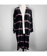 J Jill Womens Duster Jacket Medium Black Crushed Velvet Evening Party Ov... - $29.66