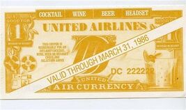 United Airlines Free Drink Coupon Air Currency Expired Cocktail Beer Hea... - $9.90